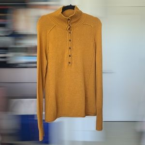 Soft Surroundings Mustard Orange Brown Henley Cashmere Angora Blend Sweater XL